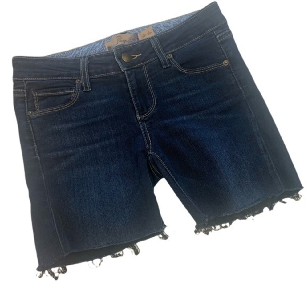 Paige Lou Lou Dark Blue Wash Denim Jean Shorts